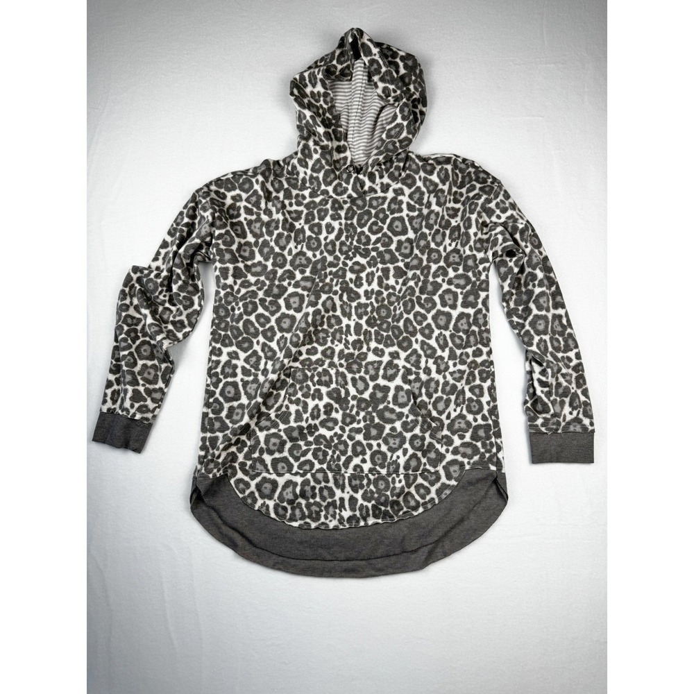 Maurices Leopard Print Hoodie Grey Animal Print High Low Hem Pullover Womens
